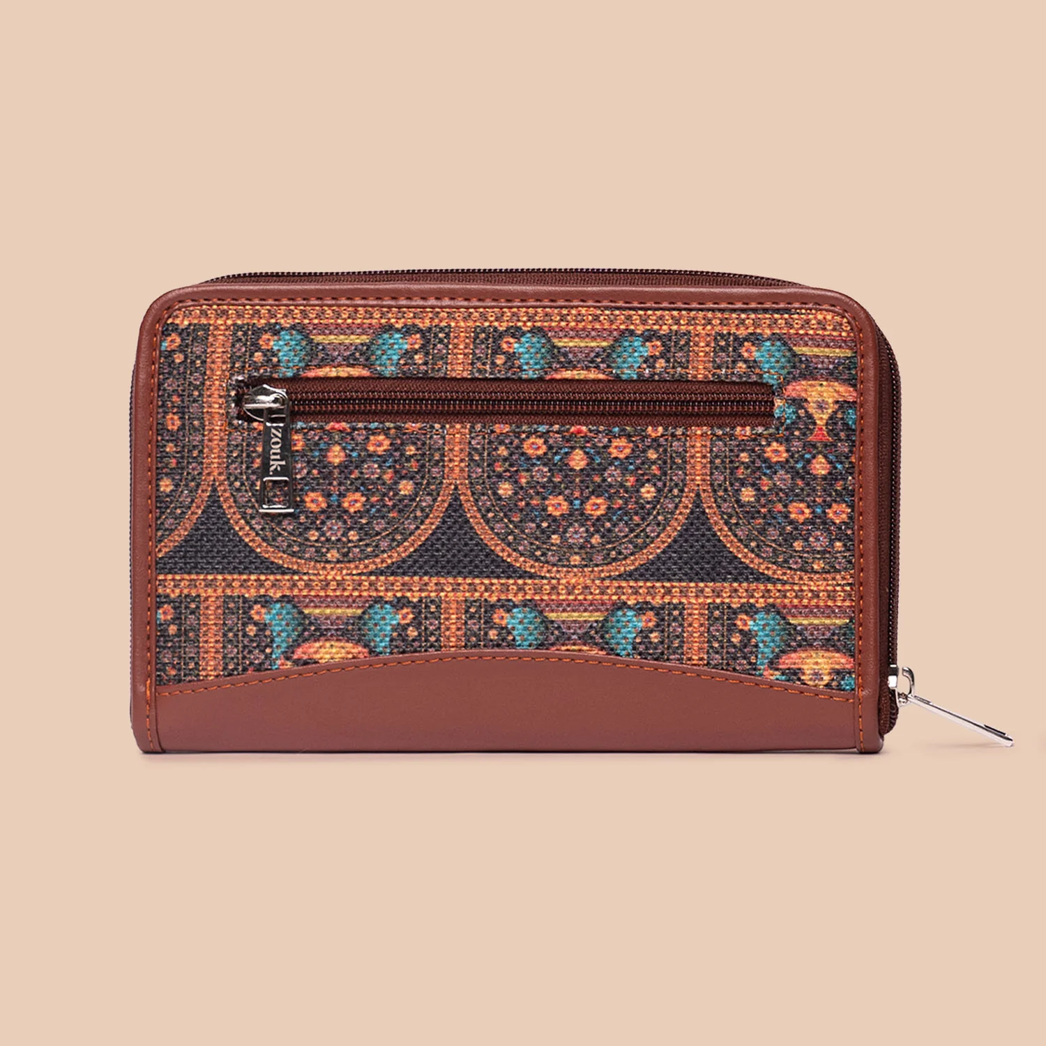 Royal Indian Peacock Motif - Office Tote Bag & Chain Wallet Combo - Image 7