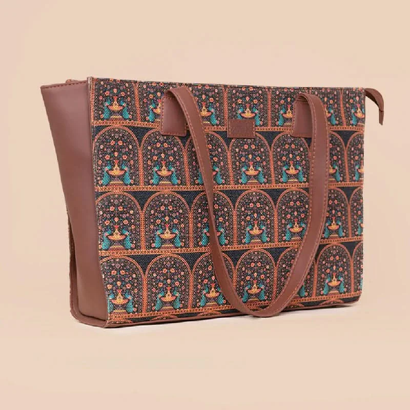 Royal Indian Peacock Motif - Office Tote Bag & Sling Bag Combo - Image 4