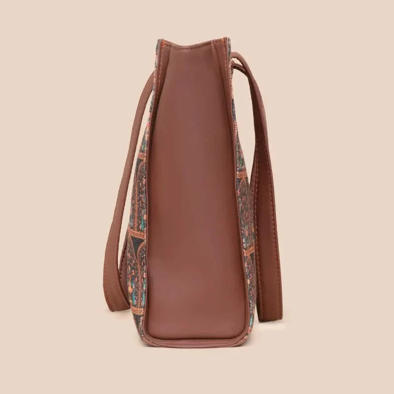 Royal Indian Peacock Motif - Office Tote Bag & Sling Bag Combo - Image 5