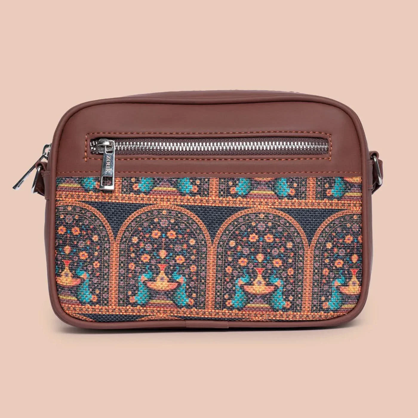 Royal Indian Peacock Motif - Office Tote Bag & Sling Bag Combo - Image 8