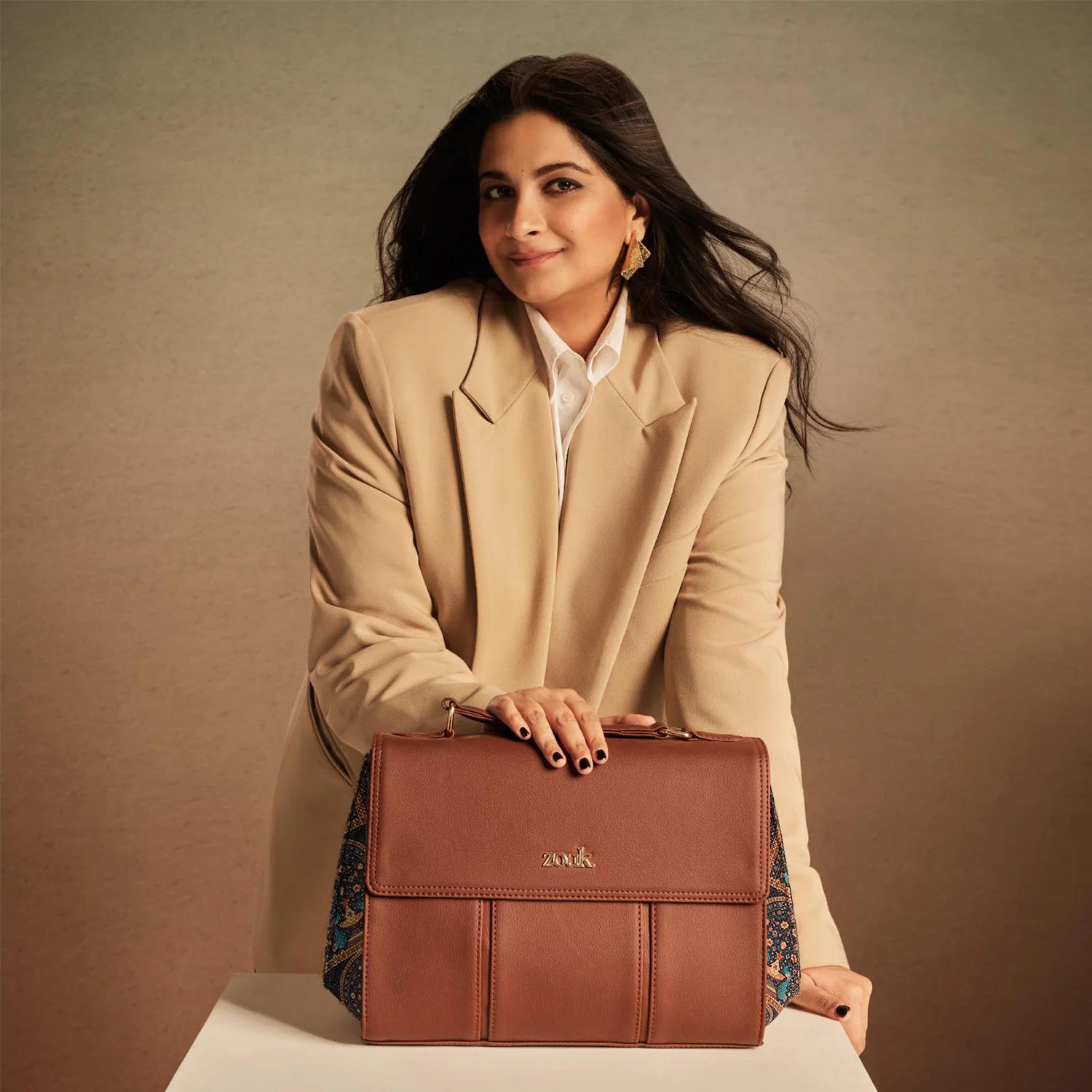 Rhea Kapoor Satchel Bag - Royal Indian Peacock Motif - Image 2