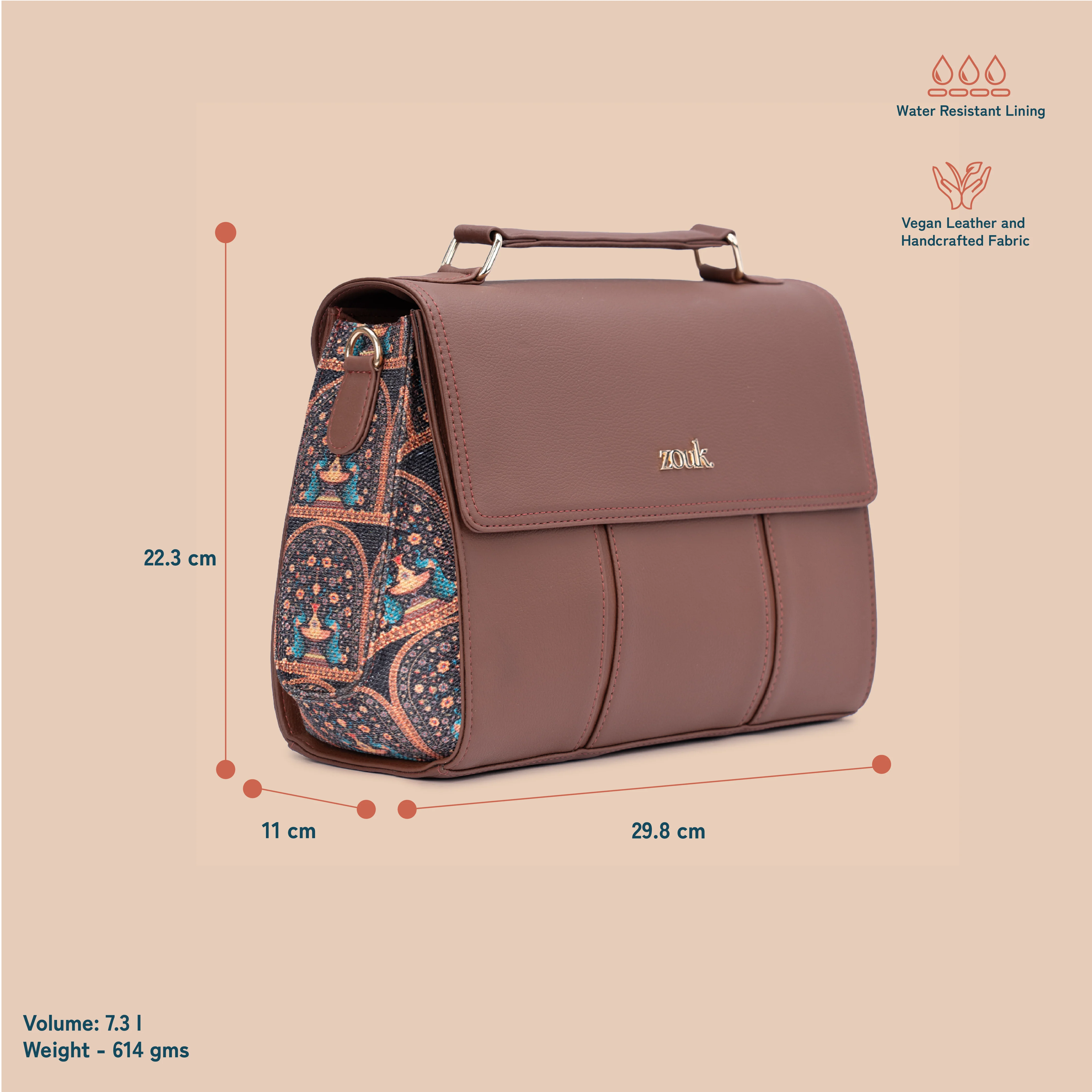 Rhea Kapoor Satchel Bag - Royal Indian Peacock Motif - Image 5