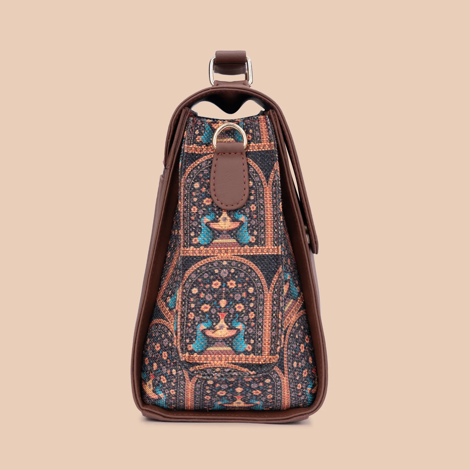 Rhea Kapoor Satchel Bag - Royal Indian Peacock Motif - Image 8