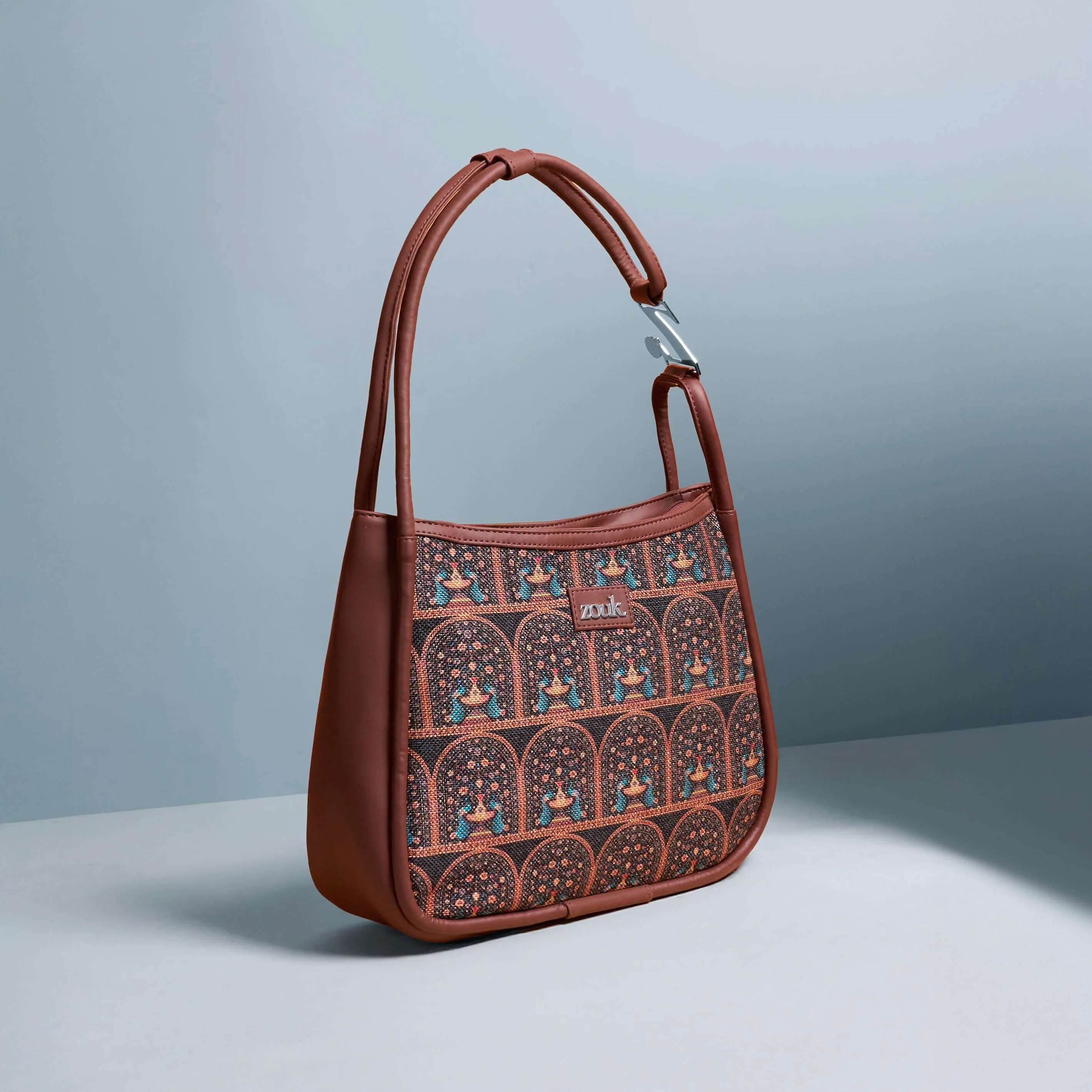 Royal Indian Peacock Motif Sleek Shoulder Bag