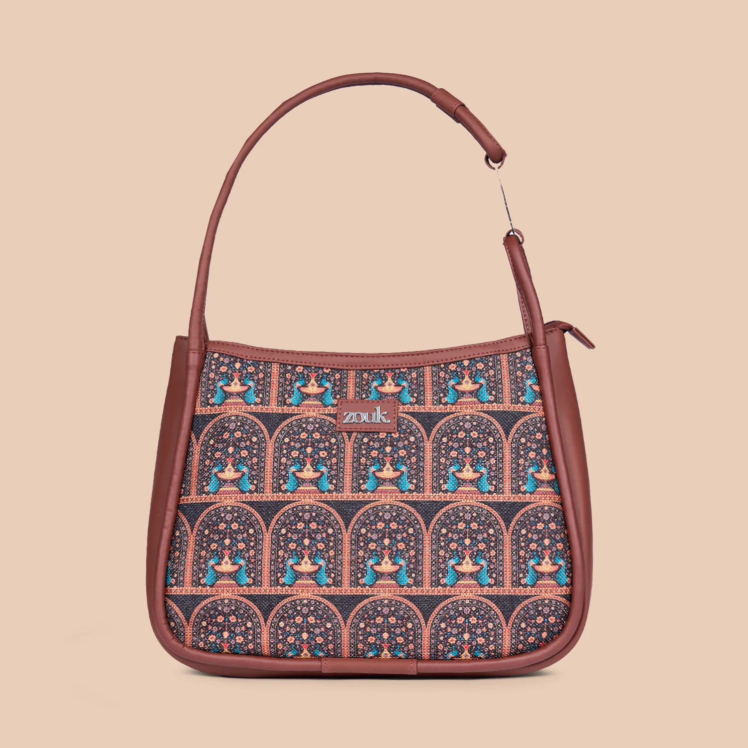 Royal Indian Peacock Motif Sleek Shoulder Bag - Image 2