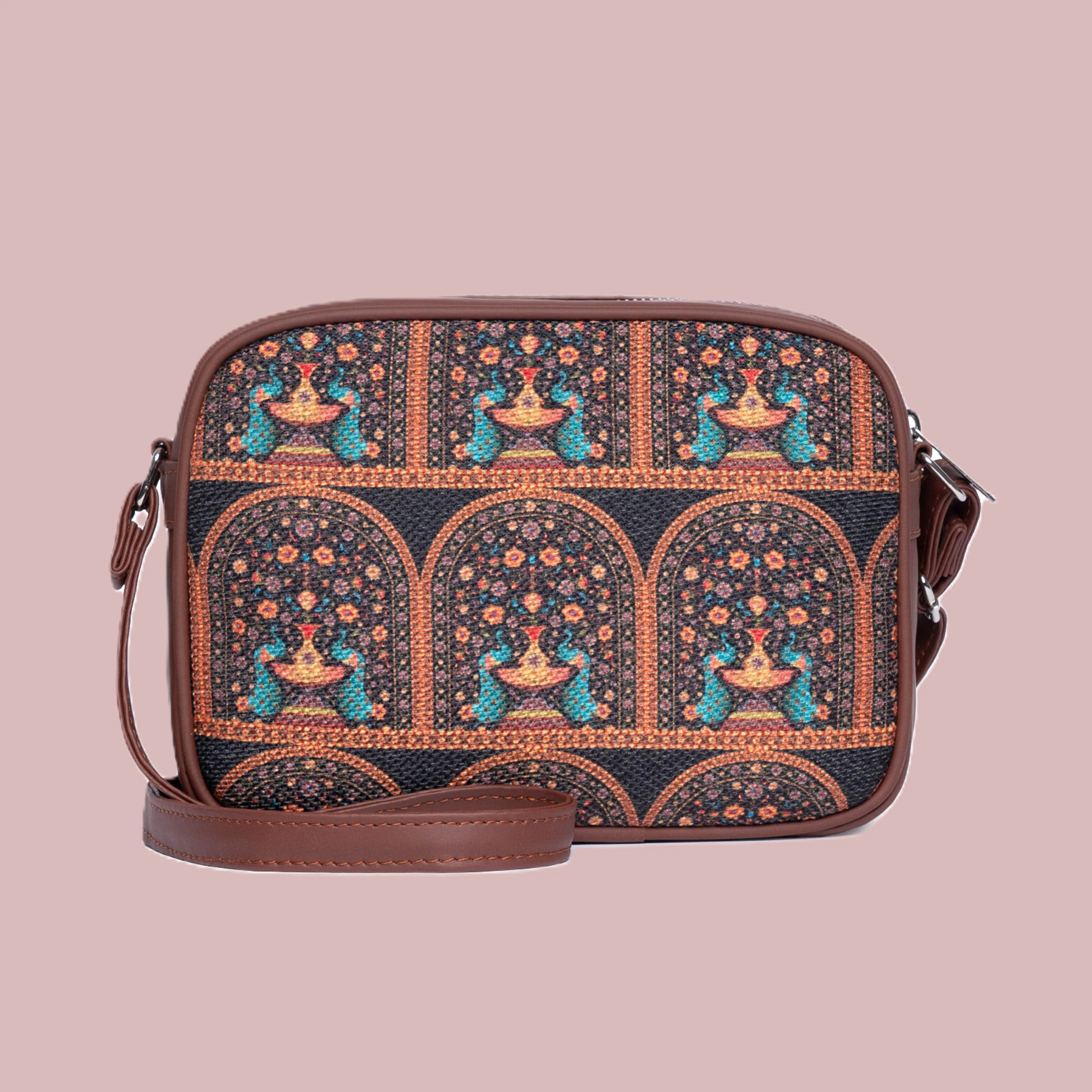 Royal Indian Peacock Motif Sling Bag - Image 3
