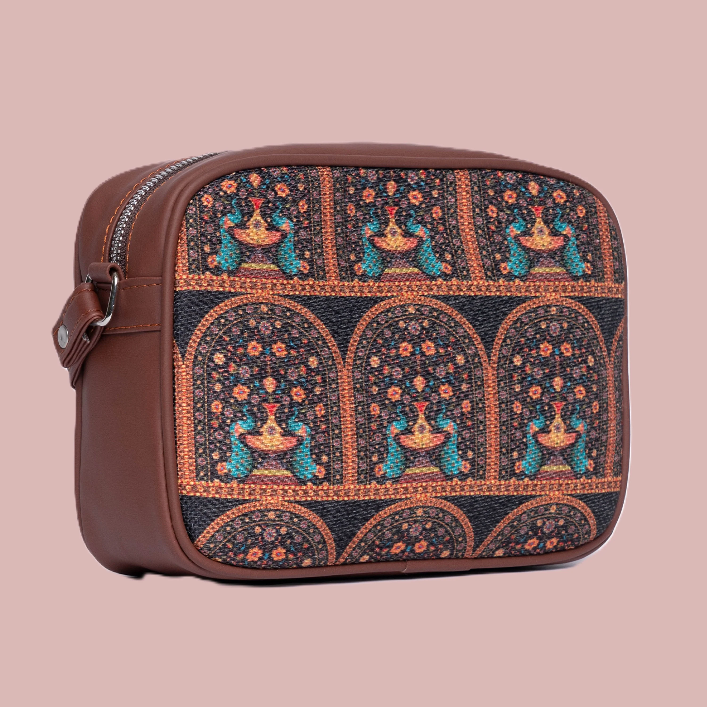 Royal Indian Peacock Motif Sling Bag - Image 5