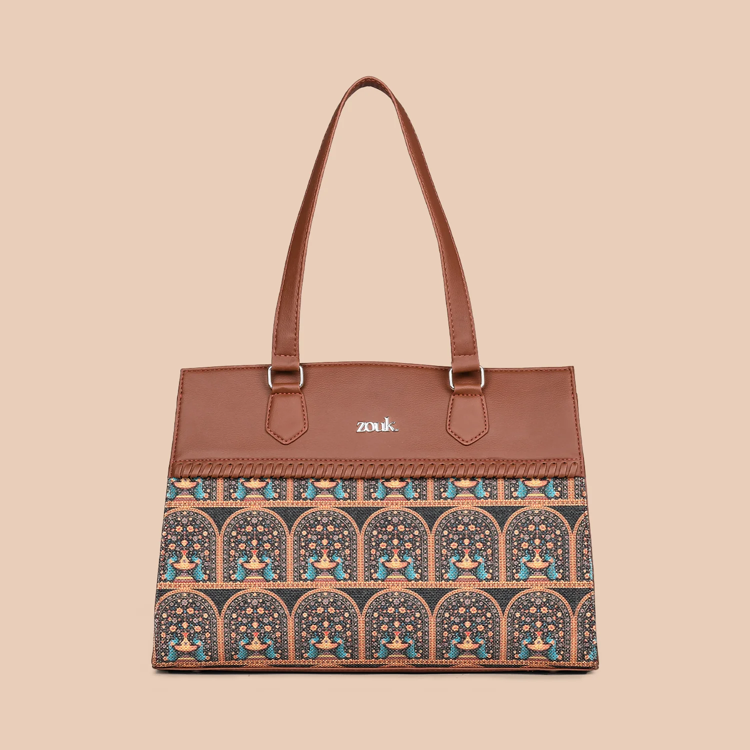 Royal Indian Peacock Motif Statement Business Bag - Image 3