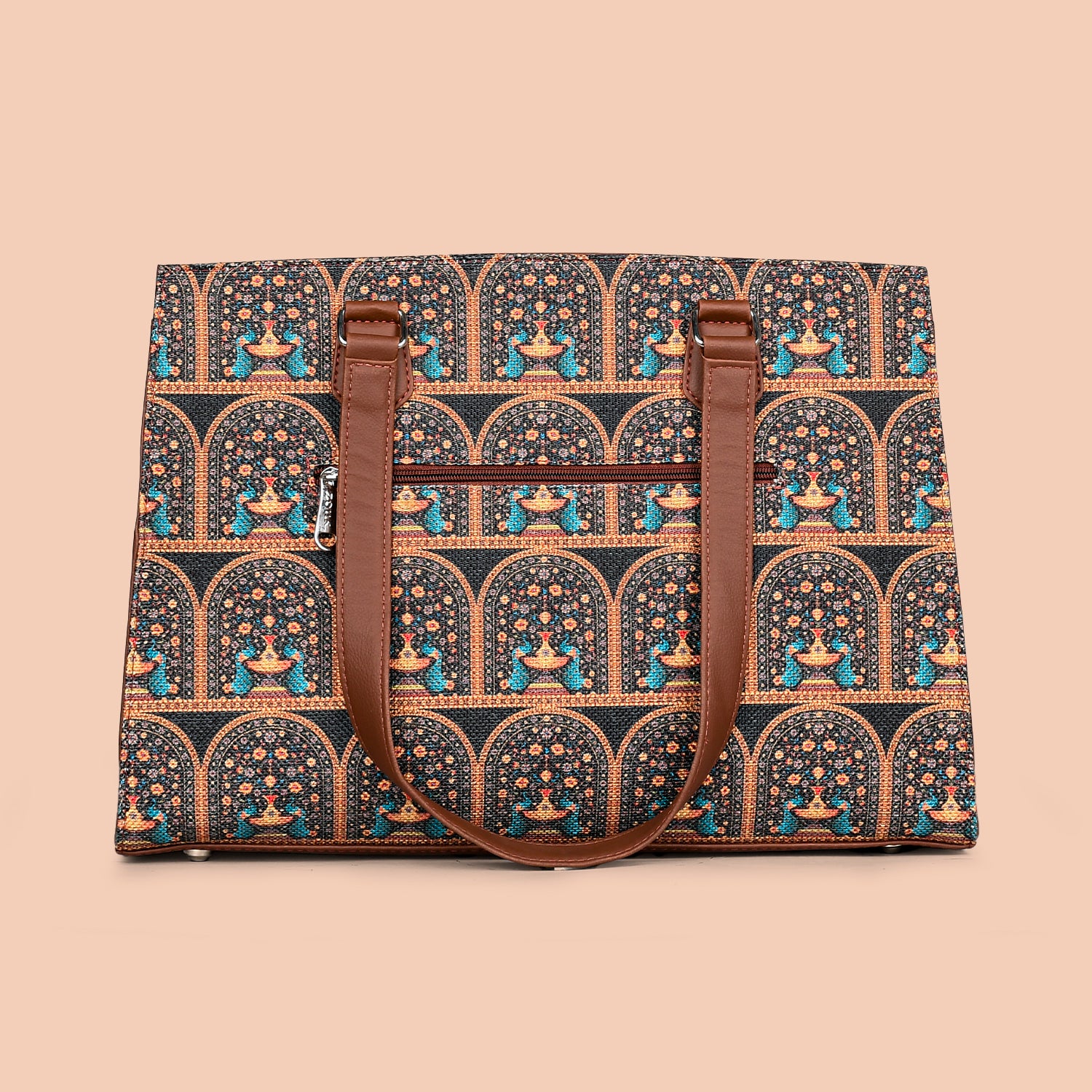 Royal Indian Peacock Motif Statement Business Bag - Image 4