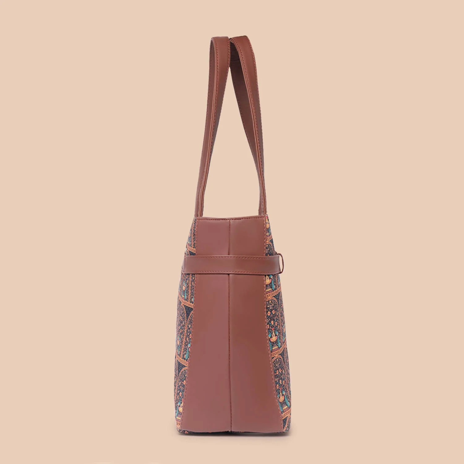 Royal Indian Peacock Motif - Statement Office Bag & Regular Sling Bag Combo - Image 5