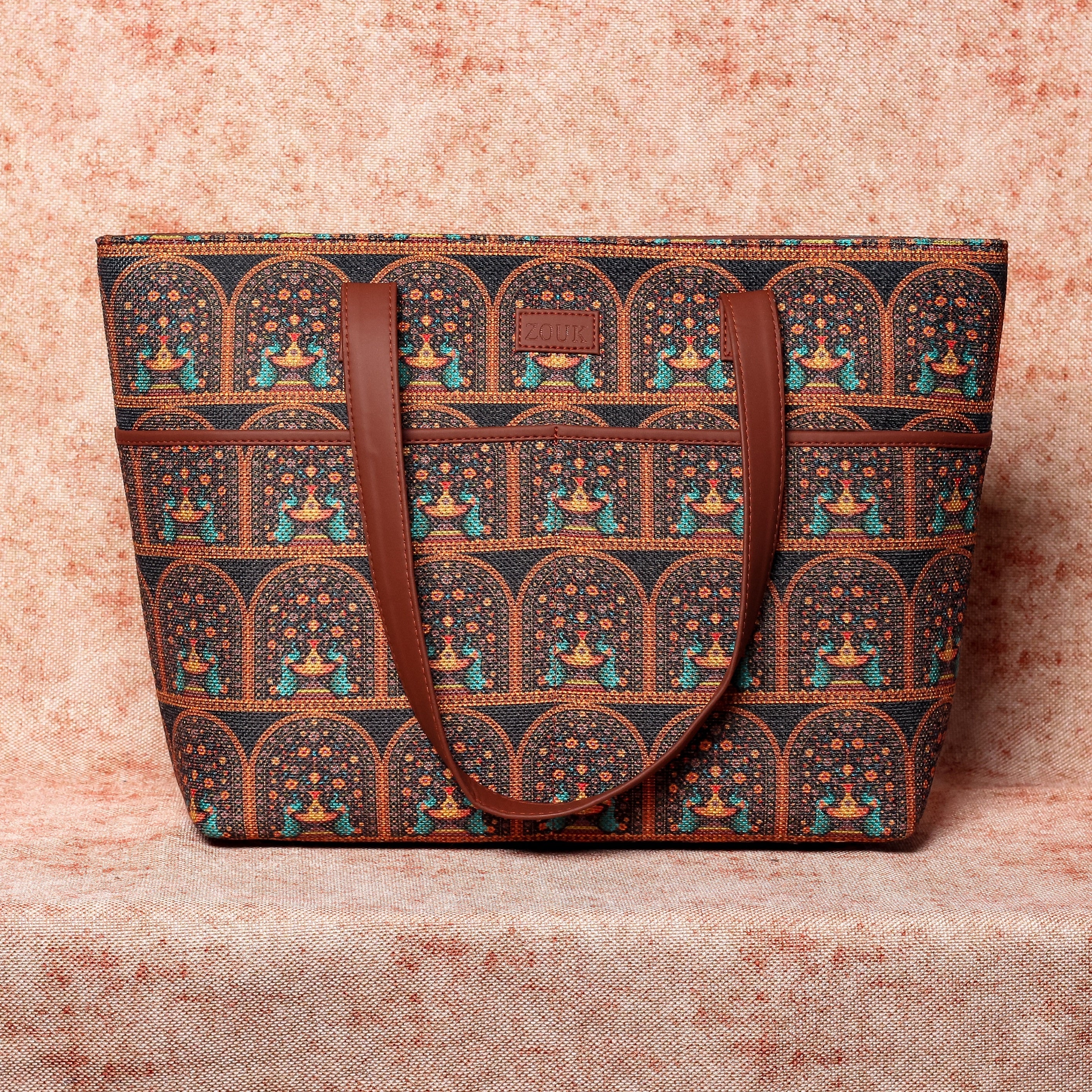 Royal Indian Peacock Motif Tote Bag - Image 2