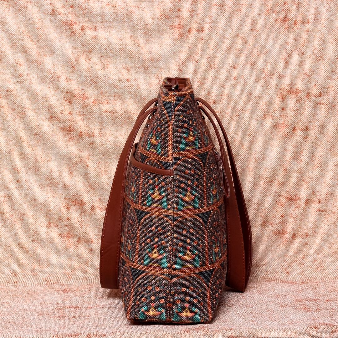 Royal Indian Peacock Motif Tote Bag - Image 4