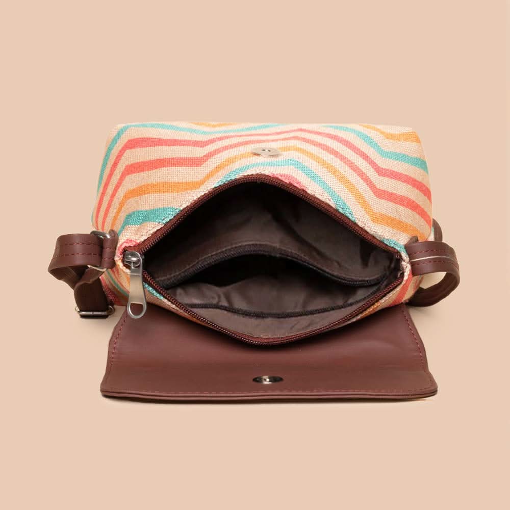 Royal Indian Peacock Motif & WavBeach - Women's Office Bag & Flap Sling Bag Combo - Image 8