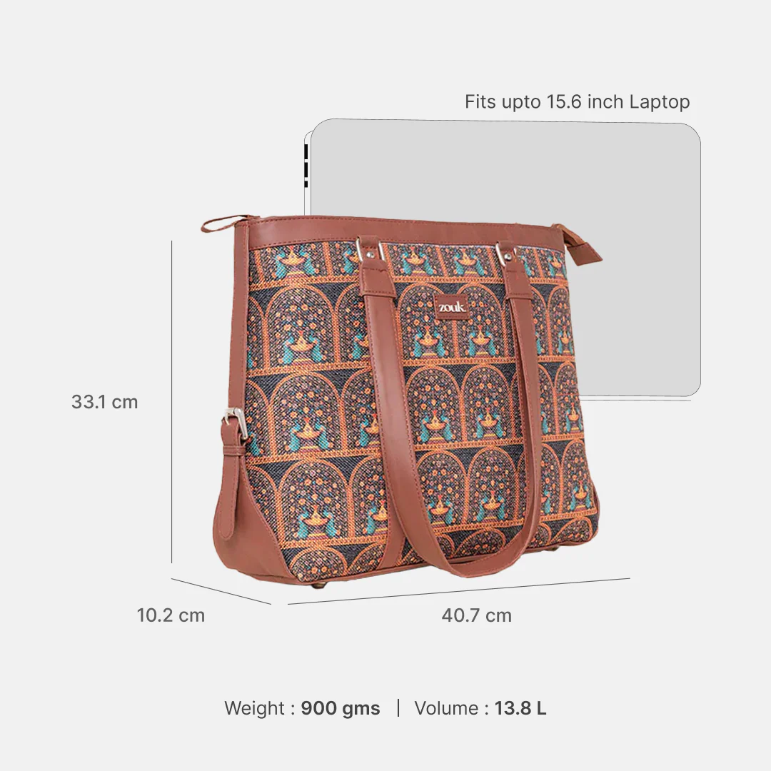 Royal Indian Peacock Motif Women's Office Bag - Image 3
