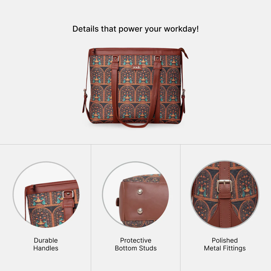 Royal Indian Peacock Motif Women's Office Bag - Image 4