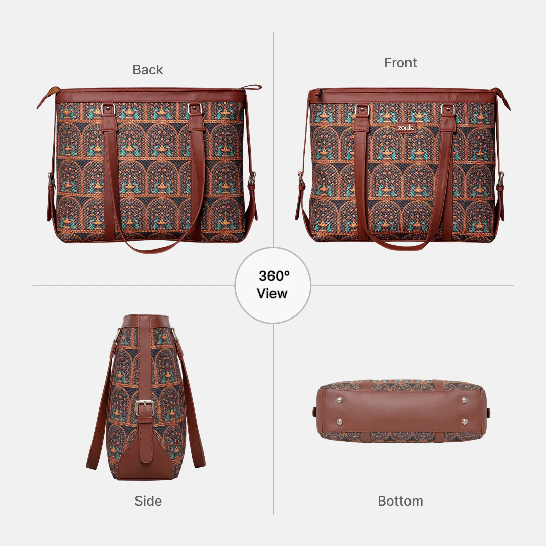 Royal Indian Peacock Motif Women's Office Bag - Image 7