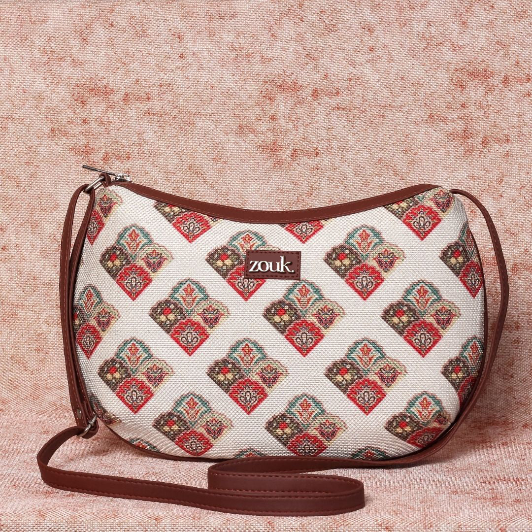 SeaShell Motif White Structured Shoulder Bag - Image 3