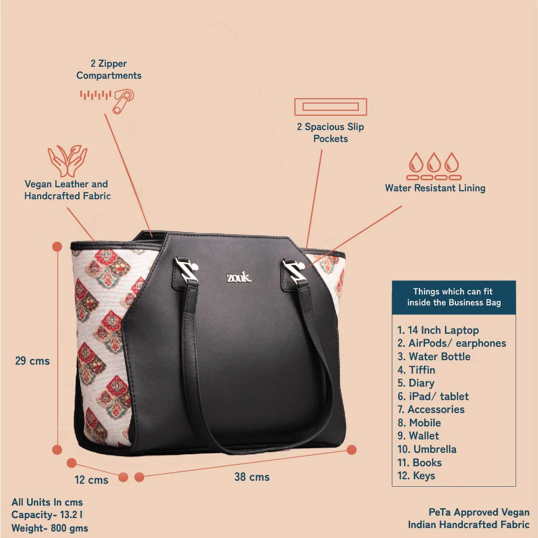 Seashell Motif White Classic Business Bag - Image 4