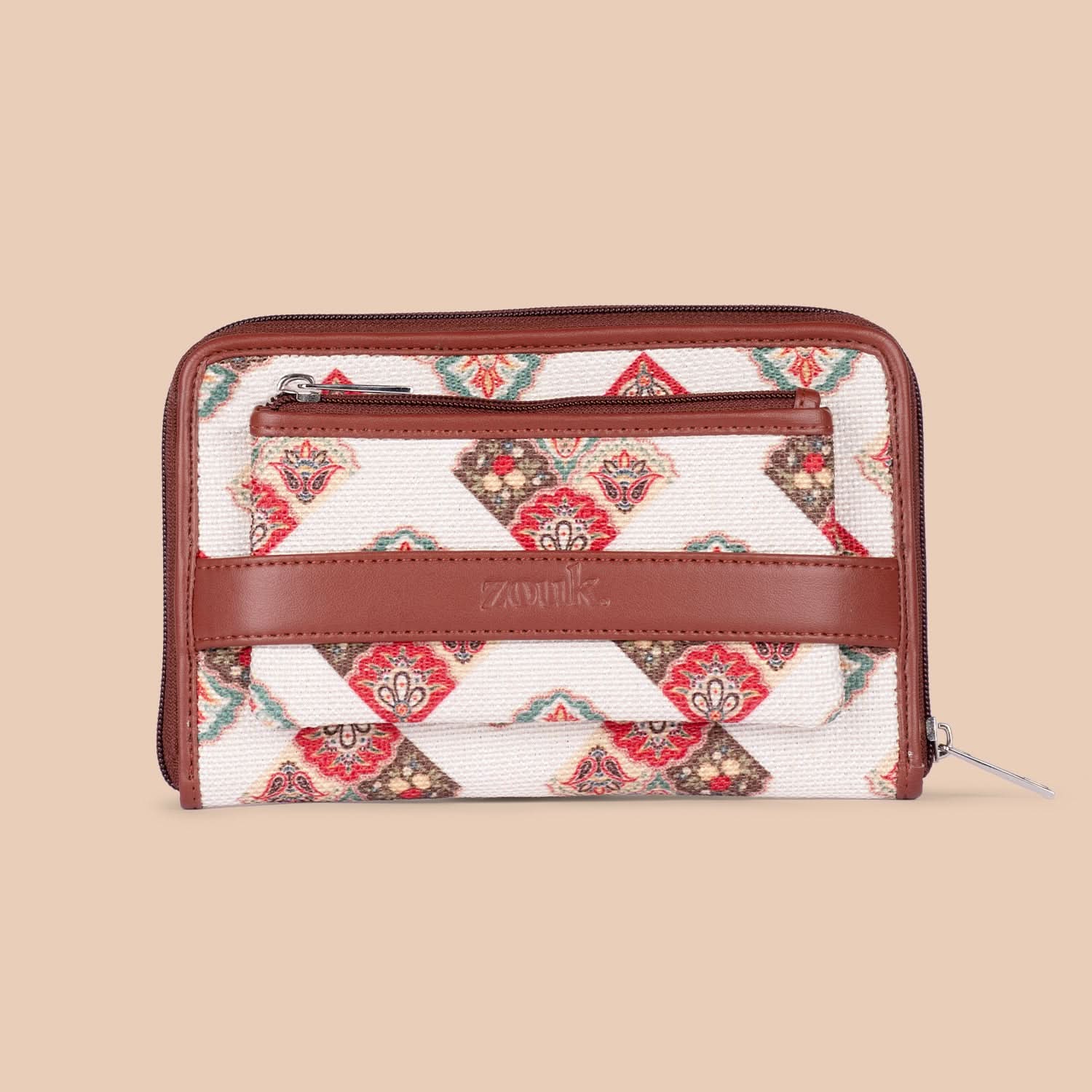 Seashell Motif White Classic Zipper Wallet - Image 3