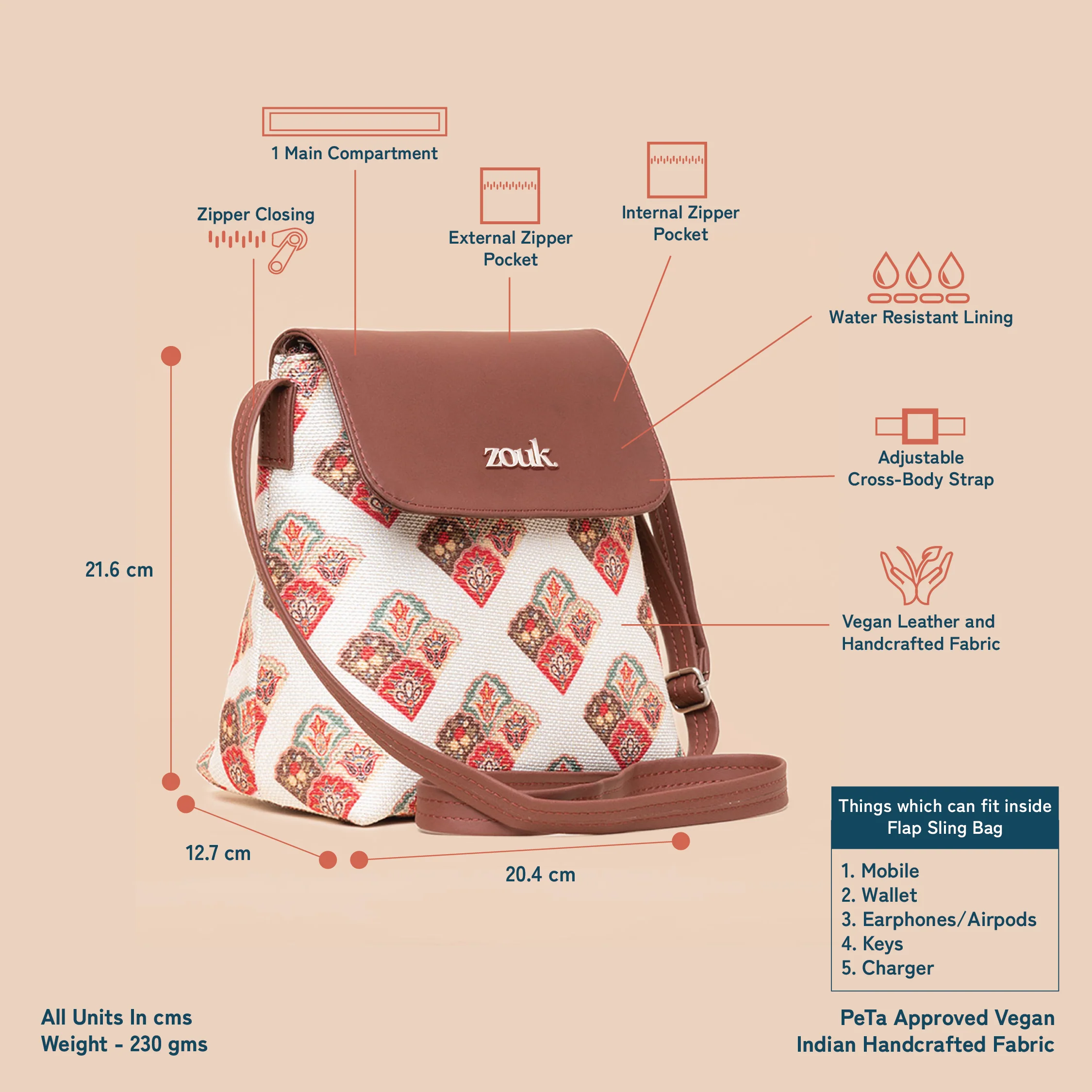 Seashell Motif White Flap Sling Bag - Image 3