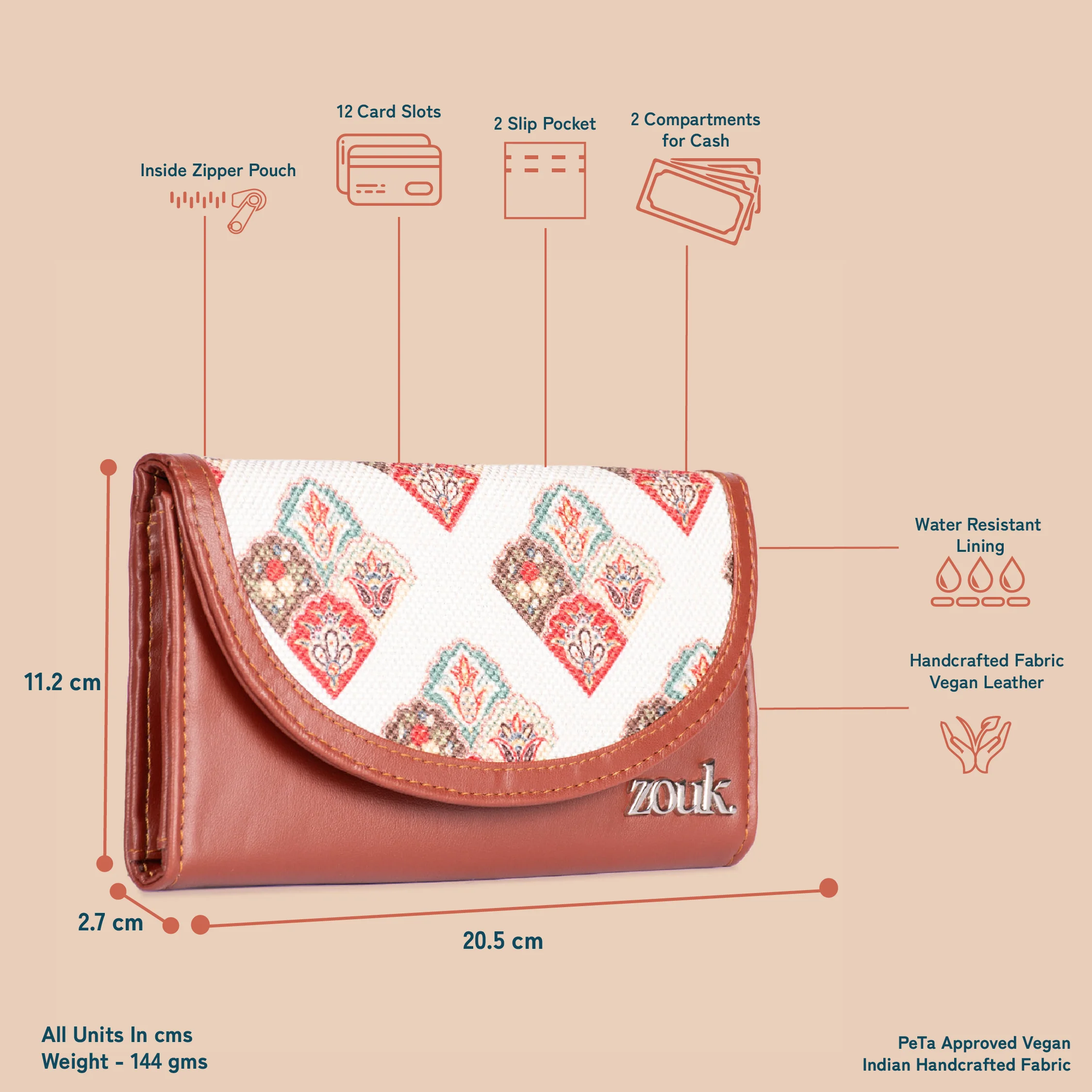 Seashell Motif White Kyra Flap Wallet - Image 5