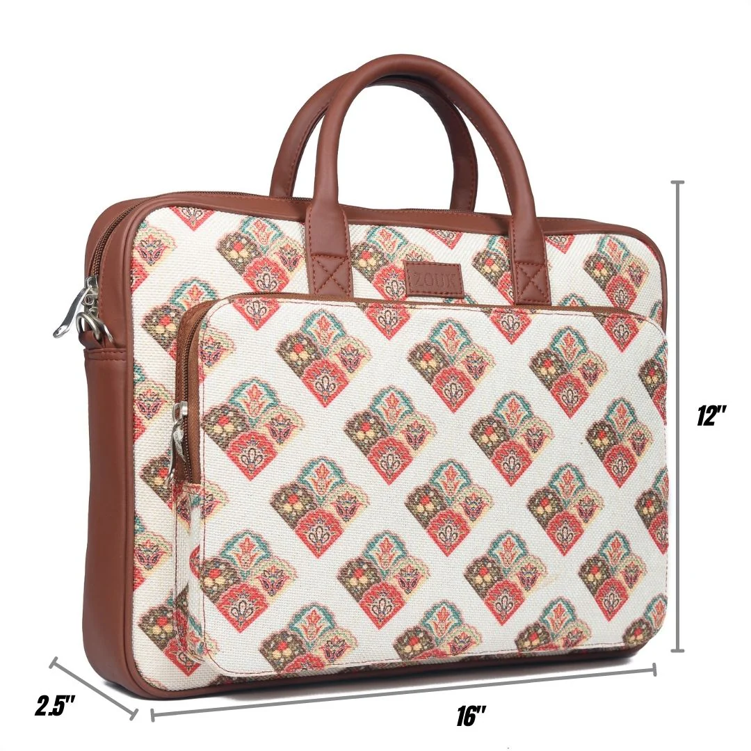 Seashell Motif White Laptop Bag - Image 4