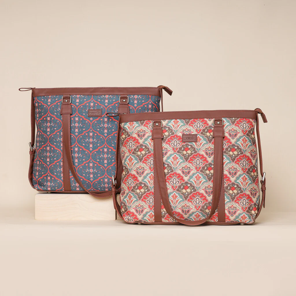 Sheesh Mahal Jaali Motif and Mughal Art Multicolor - Office Bag Combo