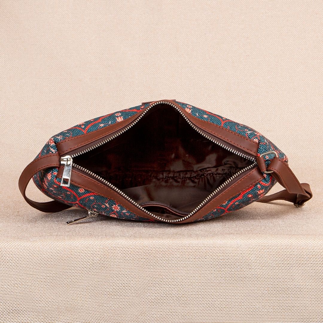 Sheesh Mahal Jaali Motif Structured Shoulder Bag - Image 6