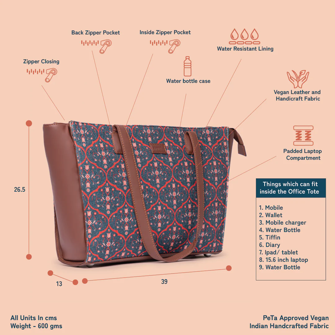 Sheesh Mahal Jaali Motif Office Tote Bag - Image 3