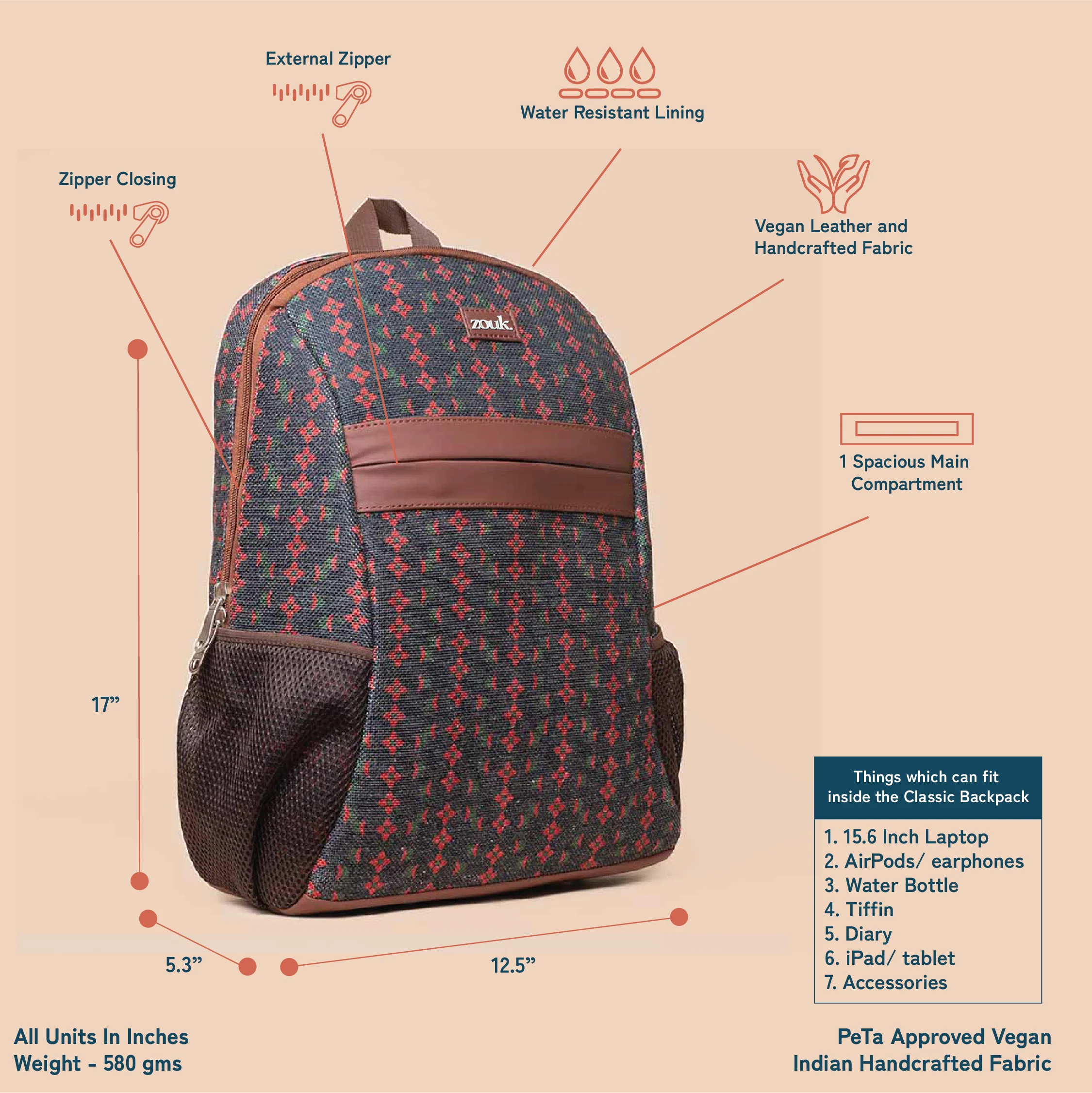 Shobha Niwas Lotus Motif Classic Backpack - Image 4