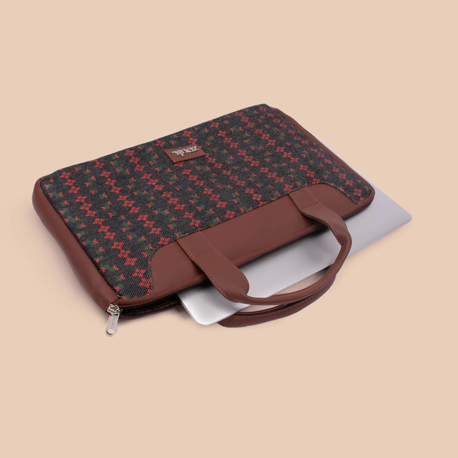 Shobha Niwas Lotus Motif L-Zippered Laptop Sleeve - Image 6