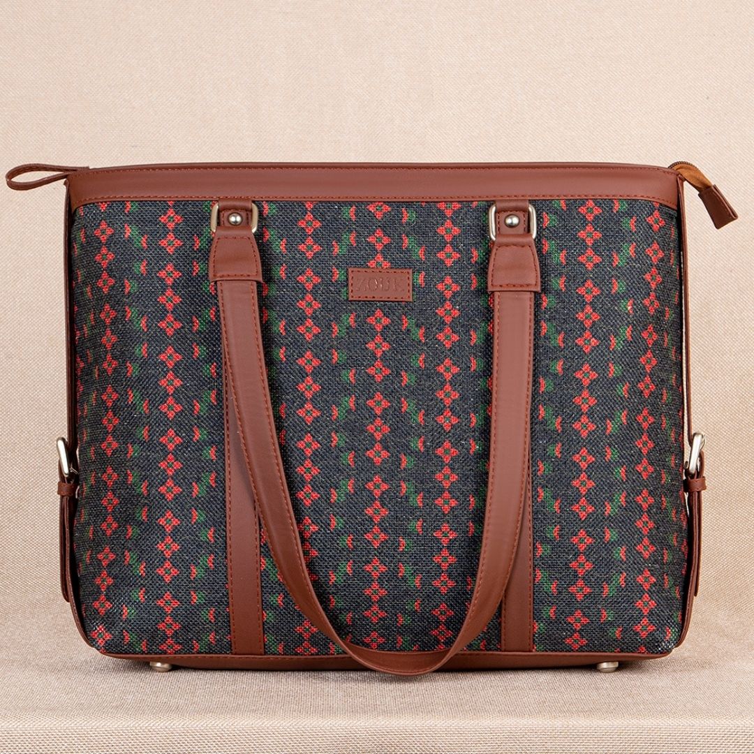 Shobha Niwas Lotus Motif- Office Bag & Chain Wallet Combo - Image 2