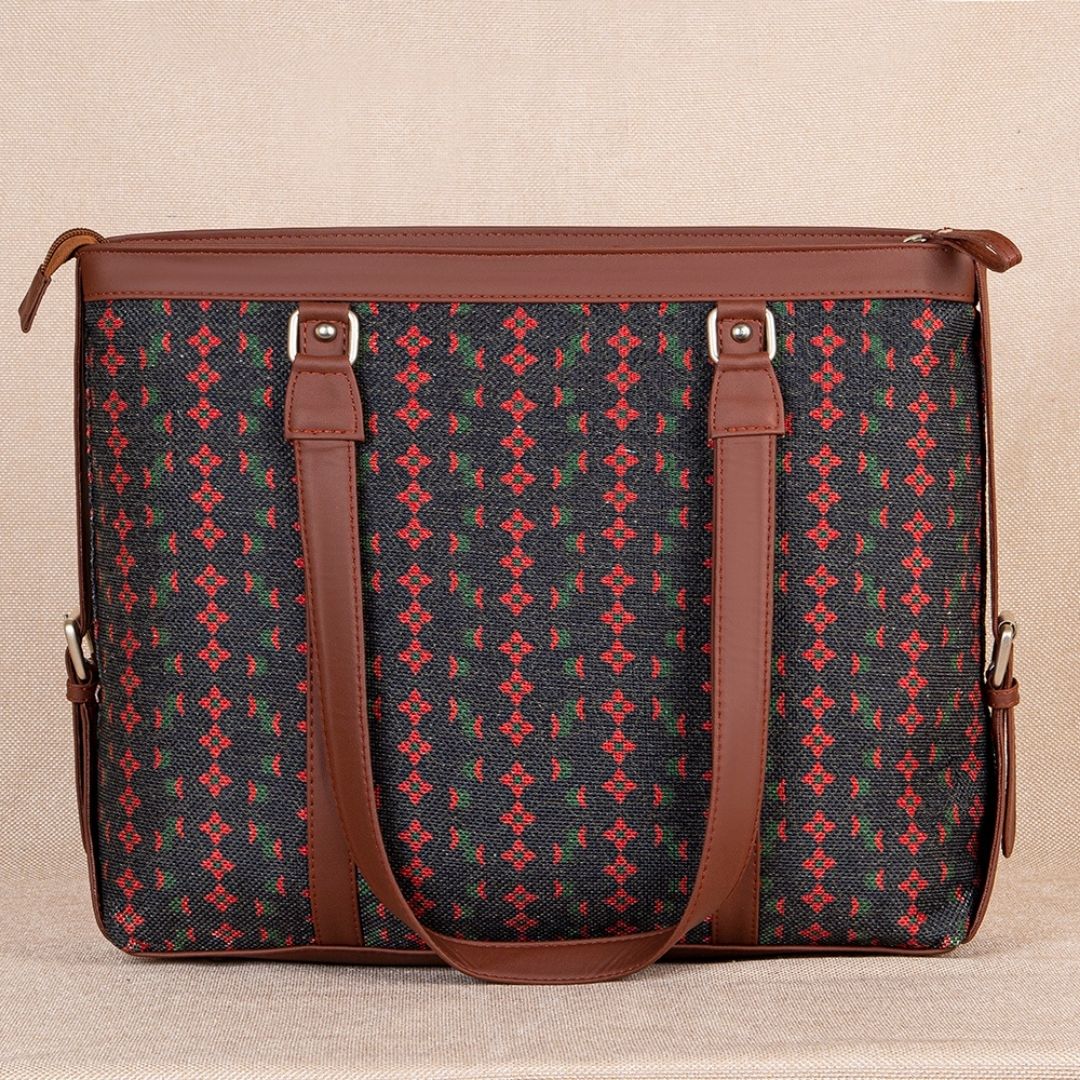 Shobha Niwas Lotus Motif- Office Bag & Chain Wallet Combo - Image 3
