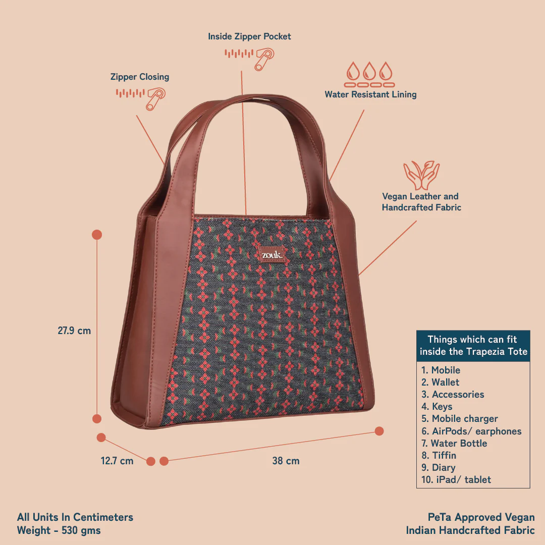 Shobha Niwas Lotus Motif Trapezia Tote - Image 4