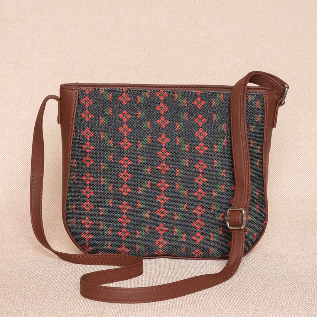 Shobha Niwas Lotus Motif U-Shaped Sling Bag - Image 2
