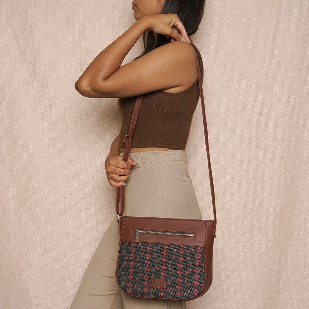 Shobha Niwas Lotus Motif U-Shaped Sling Bag - Image 5