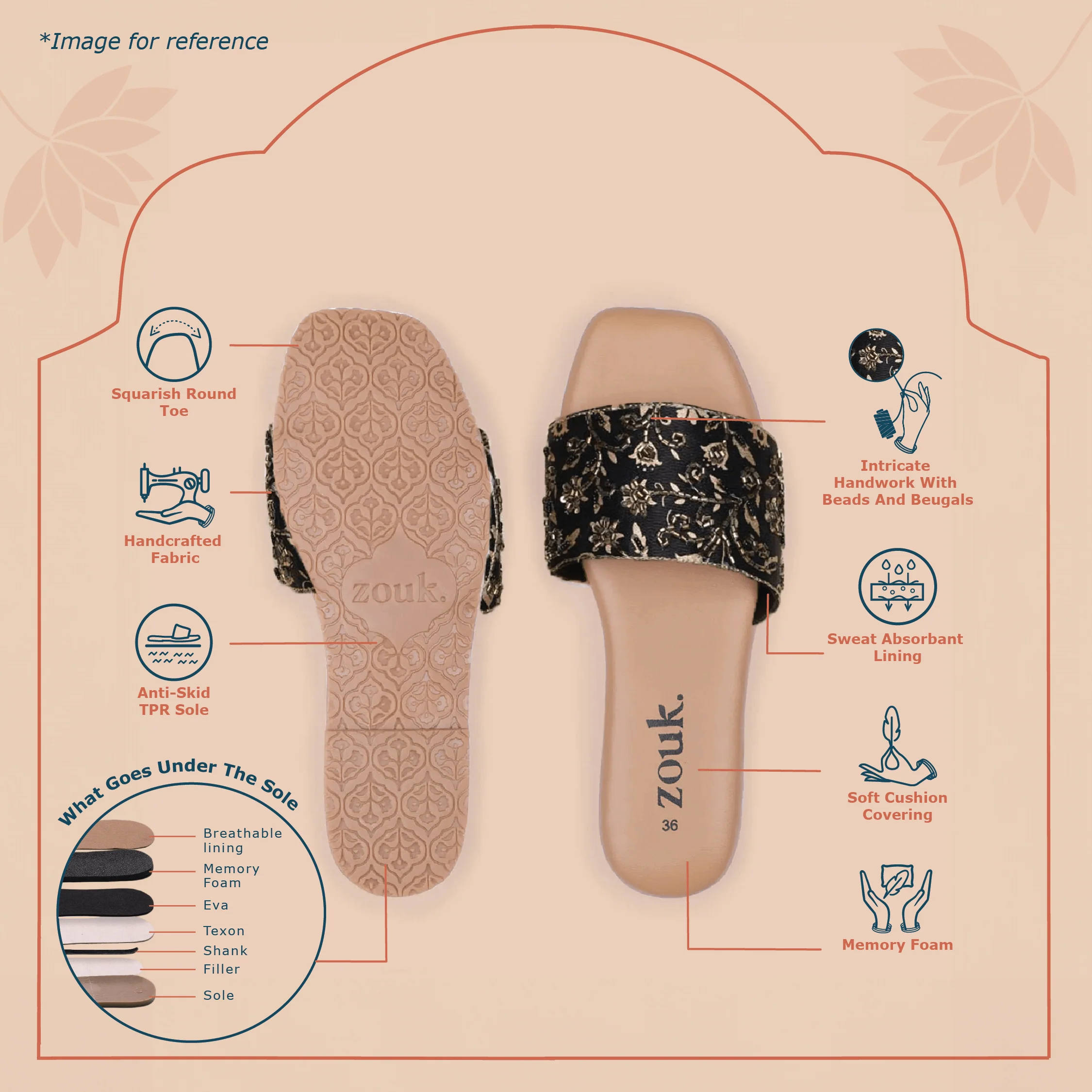 Srinagar Regals Embellished Flats - Image 4