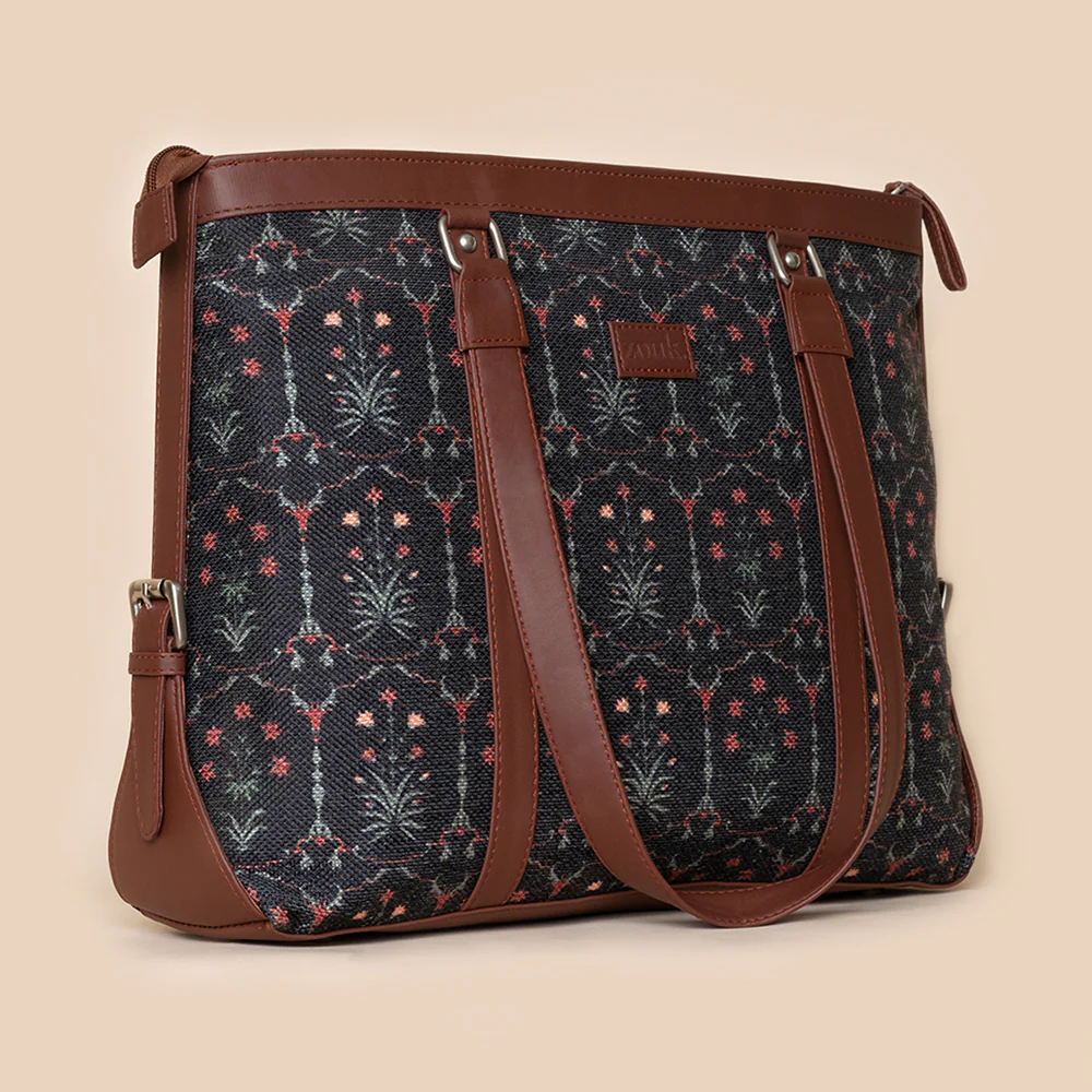 Taj Guldasta and Ikat GreRed - Office Bag & Chain Wallet Combo - Image 3