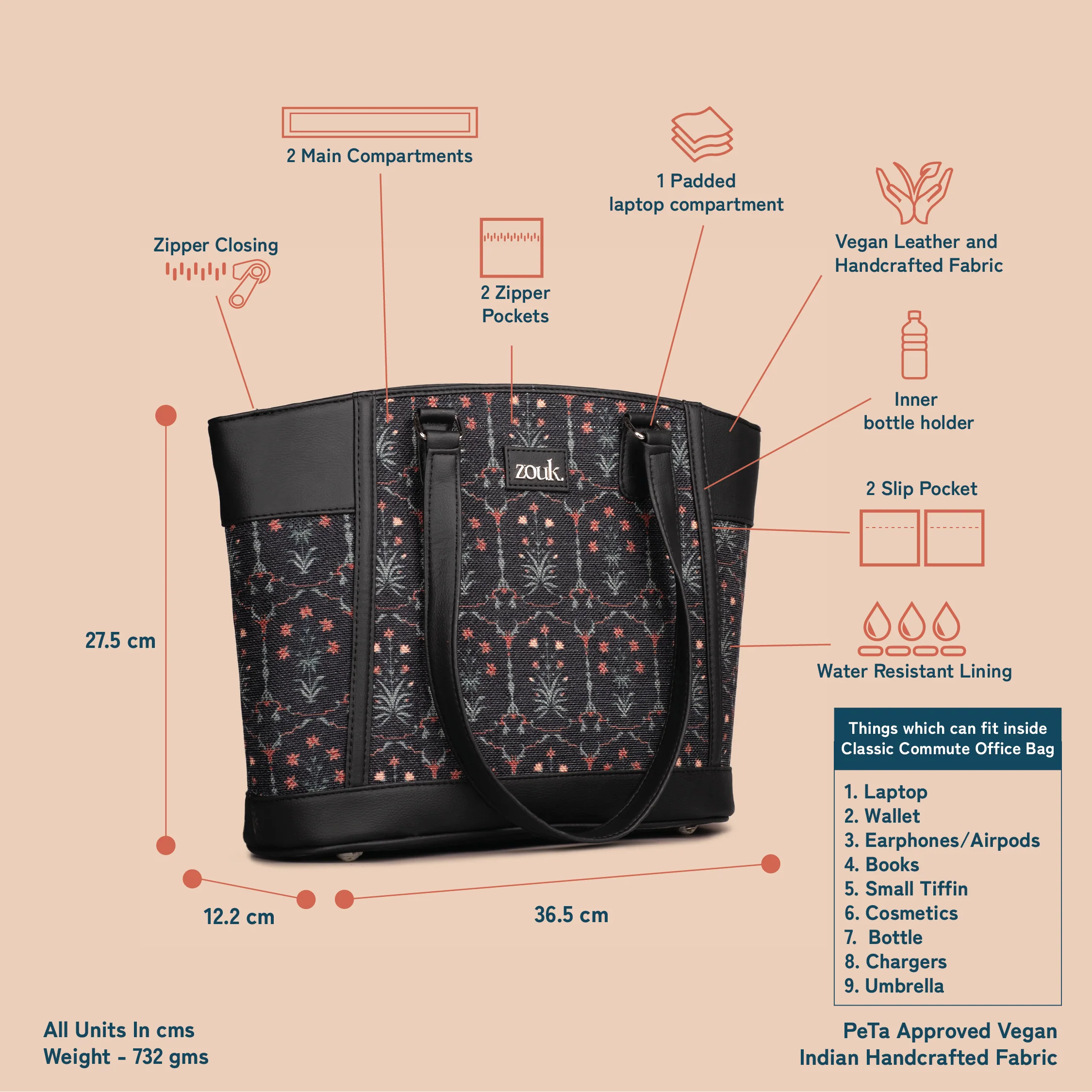 Taj Guldasta Classic Commute Office Bag - Image 5