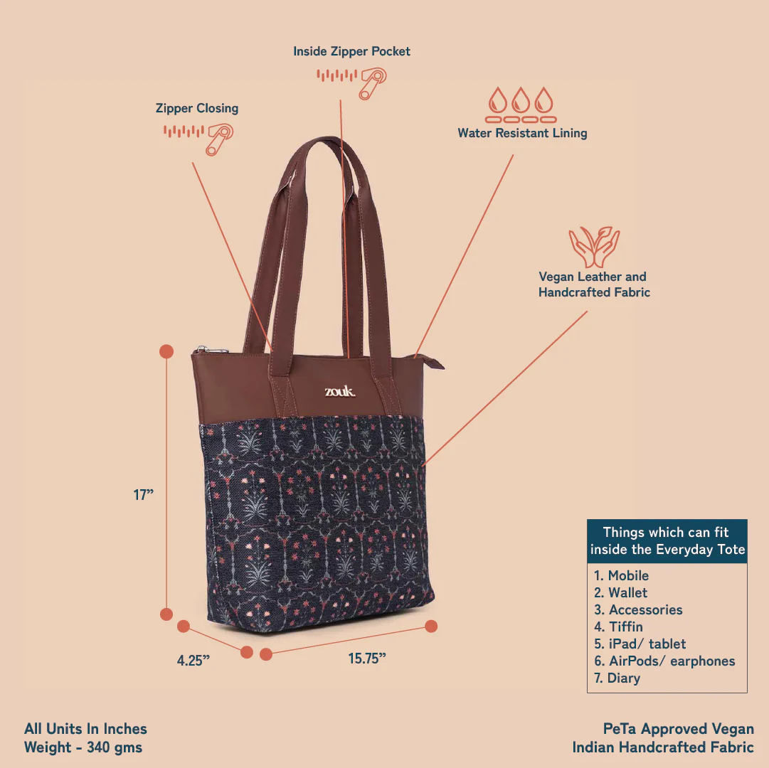 Taj Guldasta Everyday Tote Bag & Chain Wallet Combo - Image 4