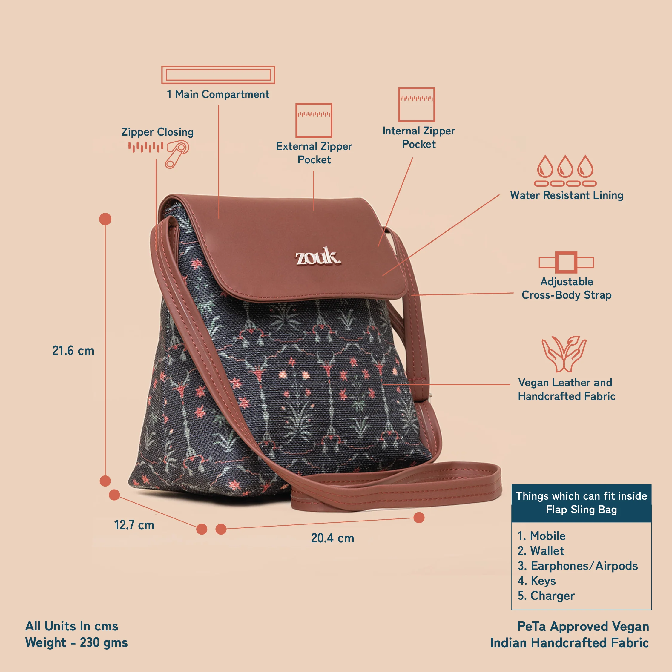 Taj Guldasta Flap Sling Bag - Image 4