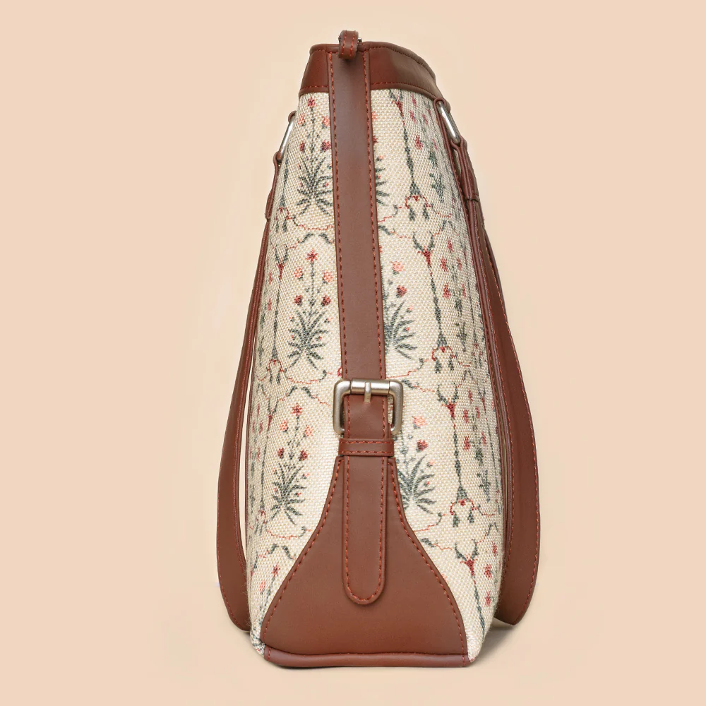 Taj Nakashi and Royal Green Mogra Print - Office Bag & Chain Wallet Combo - Image 4