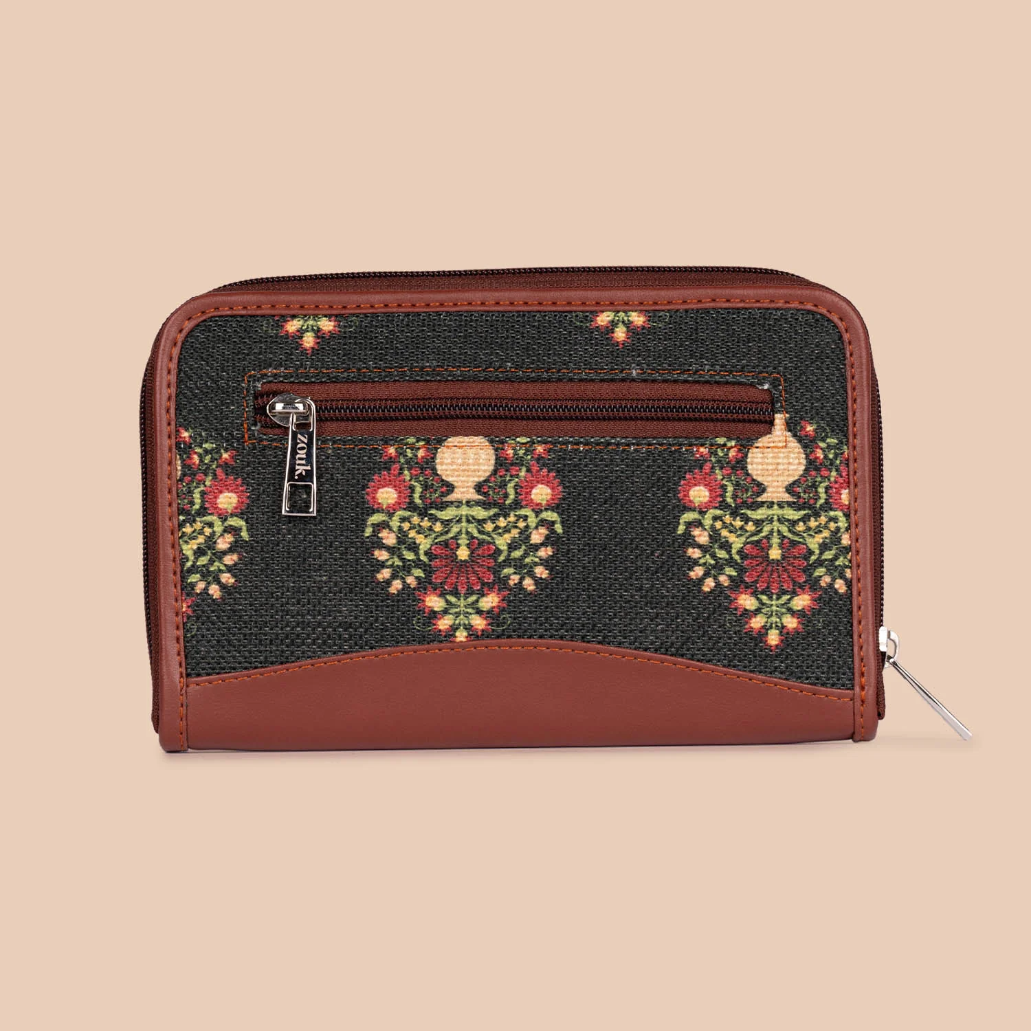 Taj Nakashi and Royal Green Mogra Print - Office Bag & Chain Wallet Combo - Image 8
