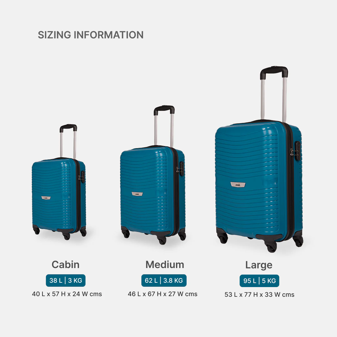 Teal Zoya Trolley Bag Combo (Cabin & Large) - Image 8