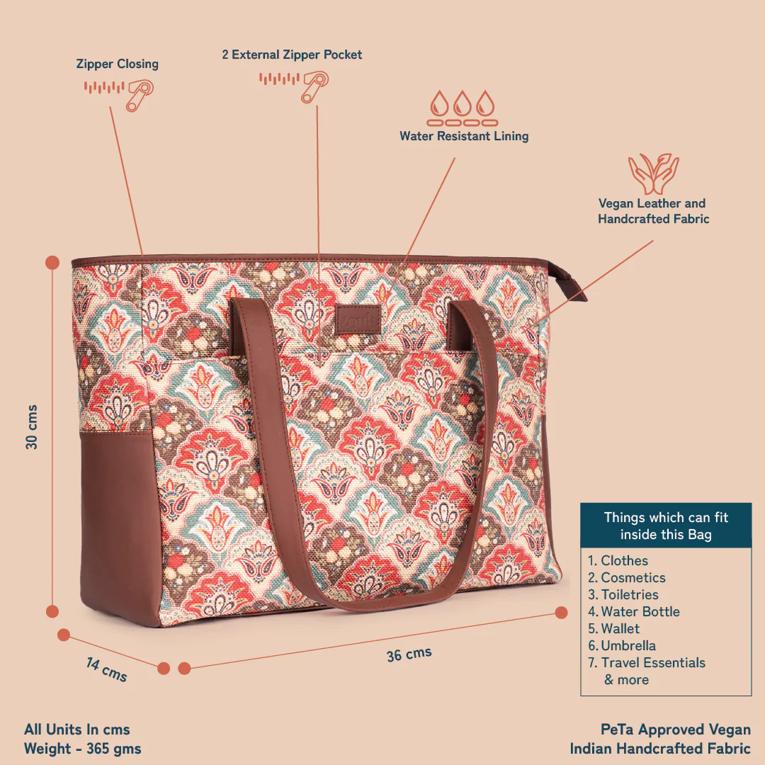Travel Tote Bag - Mughal Art Multicolor - Image 4