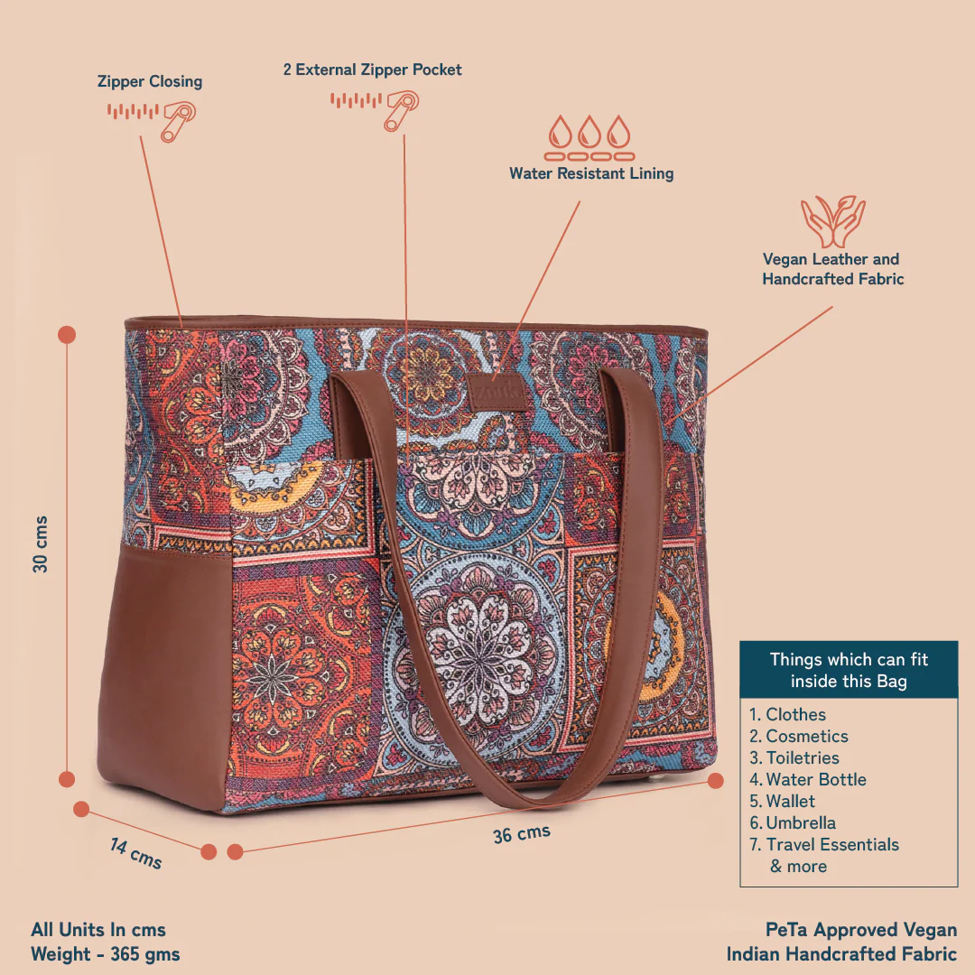 Travel Tote Bag - Multicolor Mandala Print - Image 4
