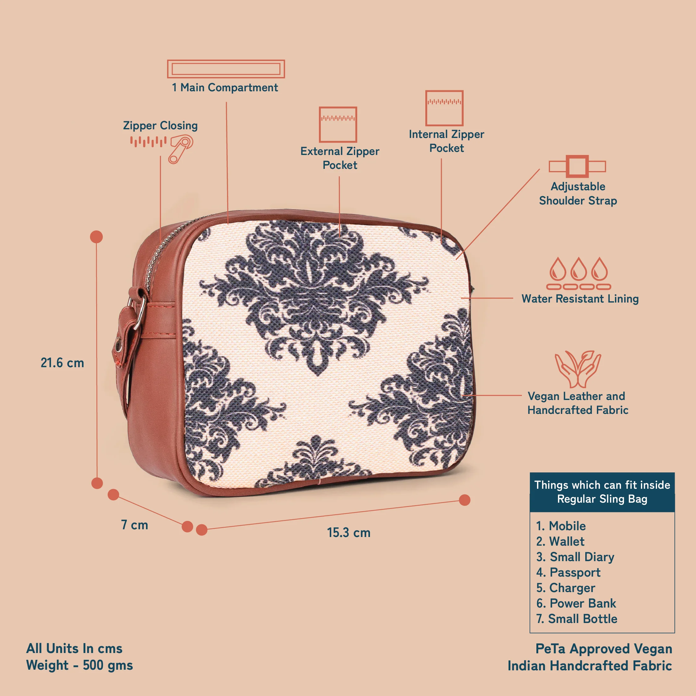 Mughal Motif Sling Bag - Image 6